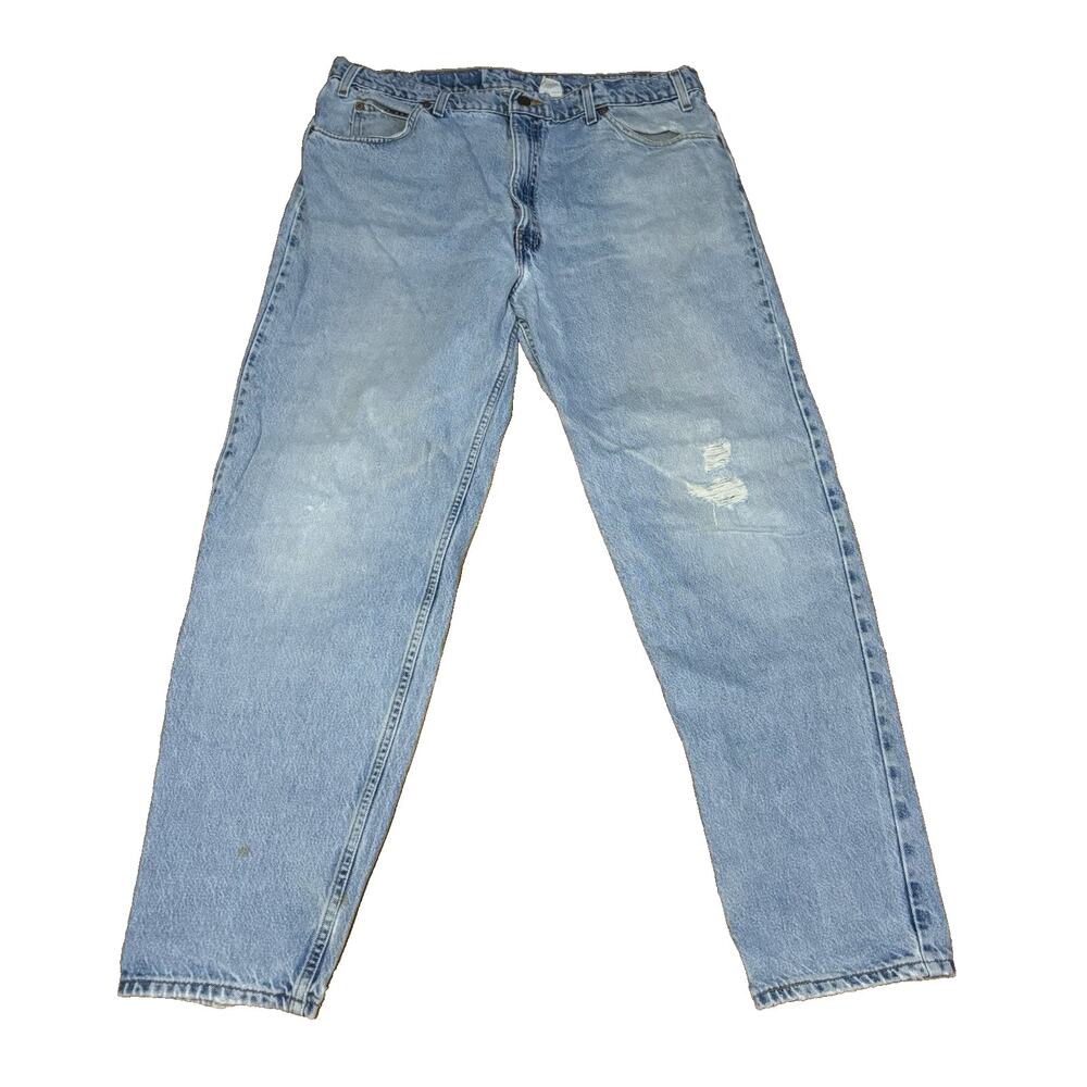 VTG 1995 Levis 550 Relaxed Fit Orange Tab Distressed Jeans Mens 40x32 Light Wash